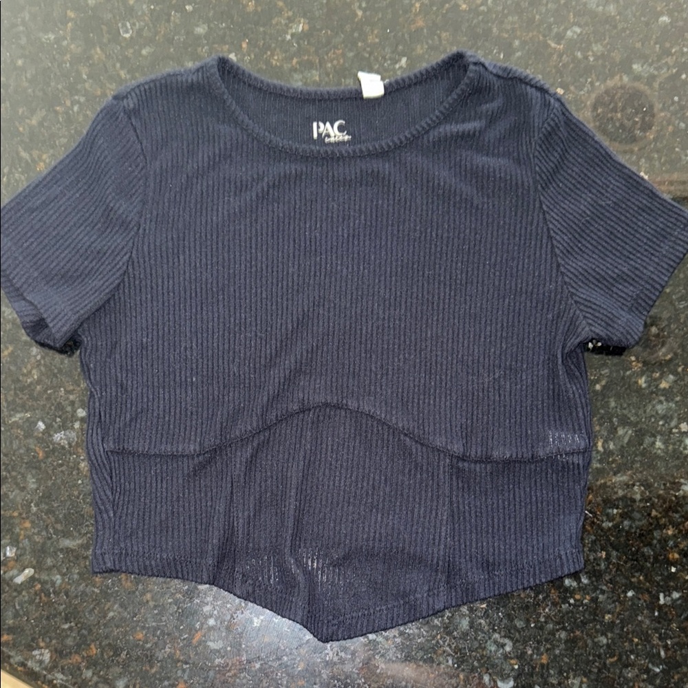 Black Ribbed Crop Top PAC Cares Medium